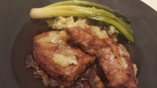 Calfs's liver and lime with celeriac and savoy mash