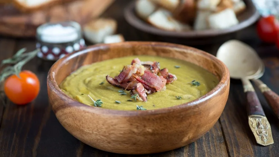 Alain Ducasse: original Puy lentil and dried-ham soup.